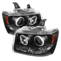 Chevy Suburban 1500/2500 07-14 / Chevy Tahoe 07-14 / Avalanche 07-14 Projector Headlights - CCFL Halo - LED ( Replaceable LEDs ) - Black Spyder Auto