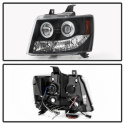 Chevy Suburban 1500/2500 07-14 / Chevy Tahoe 07-14 / Avalanche 07-14 Projector Headlights - CCFL Halo - LED ( Replaceable LEDs ) - Black Spyder Auto