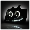 Chevy Suburban 1500/2500 07-14 / Chevy Tahoe 07-14 / Avalanche 07-14 Projector Headlights - CCFL Halo - LED ( Replaceable LEDs ) - Black Spyder Auto