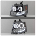 Chevy Suburban 1500/2500 07-14 / Chevy Tahoe 07-14 / Avalanche 07-14 Projector Headlights - CCFL Halo - LED ( Replaceable LEDs ) - Black Spyder Auto