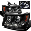 Chevy Suburban 1500/2500 07-14 / Chevy Tahoe 07-14 / Avalanche 07-14 Projector Headlights - LED Halo - LED ( Replaceable LEDs ) - Black Spyder Auto