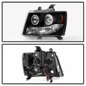Chevy Suburban 1500/2500 07-14 / Chevy Tahoe 07-14 / Avalanche 07-14 Projector Headlights - LED Halo - LED ( Replaceable LEDs ) - Black Spyder Auto