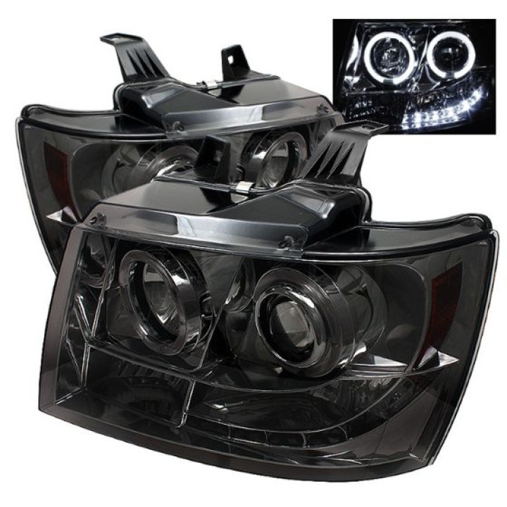 Chevy Suburban 1500/2500 07-14 / Chevy Tahoe 07-14 / Avalanche 07-14 Projector Headlights - LED Halo - LED ( Replaceable LEDs ) - Smoke Spyder Auto in the group Select car model / Chevrolet / Tahoe / Styling at DDESIGN Scandinavia AB (PRO-YD-CSUB07-HL-SM)