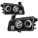 Dodge Charger 06-10 Projector Headlights - Halogen Model Only CCFL Halo - LED ( Replaceable LEDs ) - Black - Spyder Auto