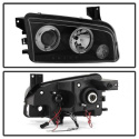 Dodge Charger 06-10 Projector Headlights - Halogen Model Only LED Halo - LED ( Replaceable LEDs ) - Black Smoke - Spyder Auto