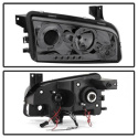 Dodge Charger 06-10 Projector Headlights - Halogen Model Only LED Halo - LED ( Replaceable LEDs ) - Smoke - Spyder Auto