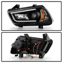Dodge Charger 11-14 Projector Headlights Light Tube DRL - Black Spyder Auto