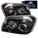 Dodge Magnum 05-07 Projector Headlights - LED Halo - LED ( Replaceable LEDs ) - Black - Spyder Auto