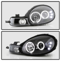 Dodge Neon 00-02 Projector Headlights - LED Halo - LED ( Replaceable LEDs ) - Black Spyder Auto