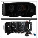 Dodge Ram 1500 02-05 / Ram 2500/3500 03-05 Projector Headlights - CCFL Halo - LED ( Replaceable LEDs ) - Black Smoke Spyder Auto