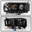 Dodge Ram 1500 02-05 / Ram 2500/3500 03-05 Projector Headlights - LED Halo - LED ( Replaceable LEDs ) - Black Spyder Auto