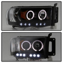 Dodge Ram 1500 02-05 / Ram 2500/3500 03-05 Projector Headlights - LED Halo - LED ( Replaceable LEDs ) - Black Spyder Auto