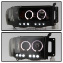 Dodge Ram 1500 02-05 / Ram 2500/3500 03-05 Projector Headlights - LED Halo - LED ( Replaceable LEDs ) - Black Smoke Spyder Auto