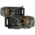 Dodge Ram 1500 02-05 / Ram 2500/3500 03-05 Projector Headlights - LED Halo - LED ( Replaceable LEDs ) - Smoke Spyder Auto