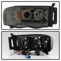 Dodge Ram 1500 02-05 / Ram 2500/3500 03-05 Projector Headlights - LED Halo - LED ( Replaceable LEDs ) - Smoke Spyder Auto