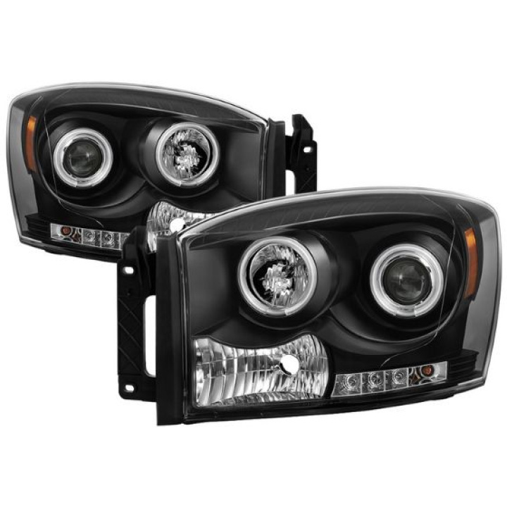 Dodge Ram 1500 06-08 / Ram 2500/3500 06-09 Projector Headlights - CCFL Halo - LED ( Replaceable LEDs ) - Black Spyder Auto in the group Select car model / Dodge / Ram 01-08 / Styling at DDESIGN Scandinavia AB (PRO-YD-DR06-CCFL-BK)