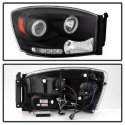 Dodge Ram 1500 06-08 / Ram 2500/3500 06-09 Projector Headlights - CCFL Halo - LED ( Replaceable LEDs ) - Black Spyder Auto