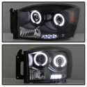 Dodge Ram 1500 06-08 / Ram 2500/3500 06-09 Projector Headlights - CCFL Halo - LED ( Replaceable LEDs ) - Black Spyder Auto