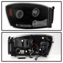 Dodge Ram 1500 06-08 / Ram 2500/3500 06-09 Projector Headlights - CCFL Halo - LED ( Replaceable LEDs ) - Black Smoke Spyder Auto