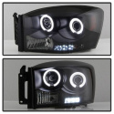 Dodge Ram 1500 06-08 / Ram 2500/3500 06-09 Projector Headlights - CCFL Halo - LED ( Replaceable LEDs ) - Black Smoke Spyder Auto