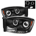 Dodge Ram 1500 06-08 / Ram 2500/3500 06-09 Projector Headlights - LED Halo - LED ( Replaceable LEDs ) - Black Spyder Auto