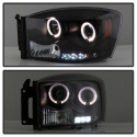 Dodge Ram 1500 06-08 / Ram 2500/3500 06-09 Projector Headlights - LED Halo - LED ( Replaceable LEDs ) - Black Spyder Auto
