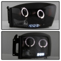Dodge Ram 1500 06-08 / Ram 2500/3500 06-09 Projector Headlights - LED Halo - LED ( Replaceable LEDs ) - Black Smoke Spyder Auto