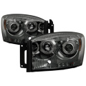 Dodge Ram 1500 06-08 / Ram 2500/3500 06-09 Projector Headlights - LED Halo - LED ( Replaceable LEDs ) - Smoke Spyder Auto