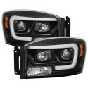 Dodge Ram 1500 06-08 / Ram 2500/3500 06-09 Version 2 Projector Headlights - Light Bar DRL - Black Spyder Auto