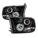 Dodge Ram 1500 09-14 / Ram 2500/3500 10-14 Projector Headlights - Halogen Model Only CCFL Halo - LED ( Non Replaceable LEDs ) - Black Spyder Auto