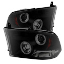 Dodge Ram 1500 09-14 / Ram 2500/3500 10-14 Projector Headlights - Halogen Model Only CCFL Halo - LED ( Non Replaceable LEDs ) - Black Smoke Spyder Auto
