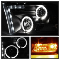 Dodge Ram 1500 09-14 / Ram 2500/3500 10-14 Projector Headlights - Halogen Model Only LED Halo - LED ( Non Replaceable LEDs ) - Black Spyder Auto