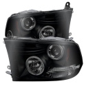 Dodge Ram 1500 09-14 / Ram 2500/3500 10-14 Projector Headlights - Halogen Model Only LED Halo - LED ( Non Replaceable LEDs ) - Black Smoke Spyder Auto