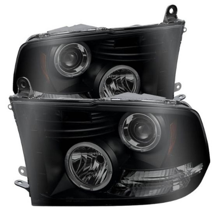 Dodge Ram 1500 09-14 / Ram 2500/3500 10-14 Projector Headlights - Halogen Model Only LED Halo - LED ( Non Replaceable LEDs ) - Black Smoke Spyder Auto in the group Select car model / Dodge / Ram 09-18 / Styling at DDESIGN Scandinavia AB (PRO-YD-DR09-HL-BSM)