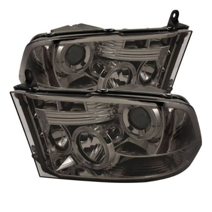 Dodge Ram 1500 09-14 / Ram 2500/3500 10-14 Projector Headlights - Halogen Model Only LED Halo - LED ( Non Replaceable LEDs ) - Smoke Spyder Auto in the group Select car model / Dodge / Ram 09-18 / Styling at DDESIGN Scandinavia AB (PRO-YD-DR09-HL-SM)