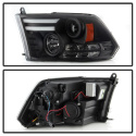Dodge Ram 09-12 Projector Headlights - Light Bar DRL - Black Spyder Auto