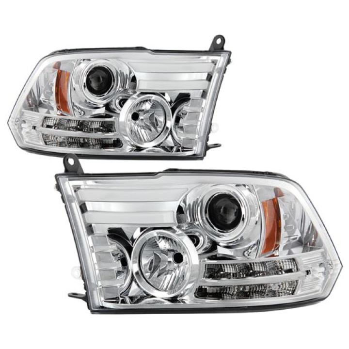 Dodge Ram 09-12 Projector Headlights - Light Bar DRL - Chrome Spyder Auto in the group Select car model / Dodge / Ram 09-18 / Styling at DDESIGN Scandinavia AB (PRO-YD-DR09-LBDRL-C)