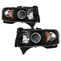 Dodge Ram 1500 94-01 / Ram 2500/3500 94-02 / 99-01 Ram Sport - Projector Headlights - CCFL Halo - LED ( Replaceable LEDs ) - Black Spyder Auto