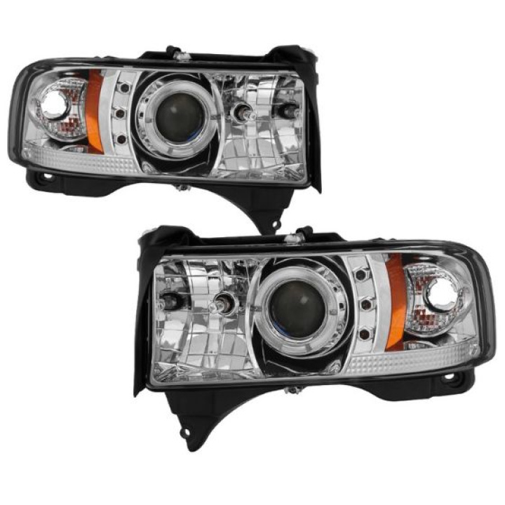 Dodge Ram 1500 94-01 / Ram 2500/3500 94-02 / 99-01 Ram Sport - Projector Headlights - LED Halo - LED ( Replaceable LEDs ) - Chrome Spyder Auto in the group Select car model / Dodge / Ram 93-01 / Styling at DDESIGN Scandinavia AB (PRO-YD-DR94-HL-AM-C)