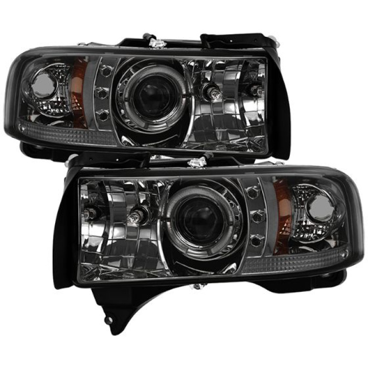 Dodge Ram 1500 94-01 / Ram 2500/3500 94-02 / 99-01 Ram Sport - Projector Headlights - LED Halo - LED ( Replaceable LEDs ) - Smoke Spyder Auto in the group Select car model / Dodge / Ram 93-01 / Styling at DDESIGN Scandinavia AB (PRO-YD-DR94-HL-AM-SMC)
