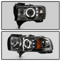 Dodge Ram 1500 94-01 / Ram 2500/3500 94-02 / 99-01 Ram Sport - Projector Headlights - LED Halo - LED ( Replaceable LEDs ) - Smoke Spyder Auto