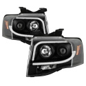 Ford Expedition 07-13 Projector Headlights - Light Tube DRL - Black - High H1 (Included) - Low H1 (Not Included) Spyder Auto