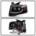 Ford Expedition 07-13 Projector Headlights - Light Tube DRL - Black - High H1 (Included) - Low H1 (Not Included) Spyder Auto