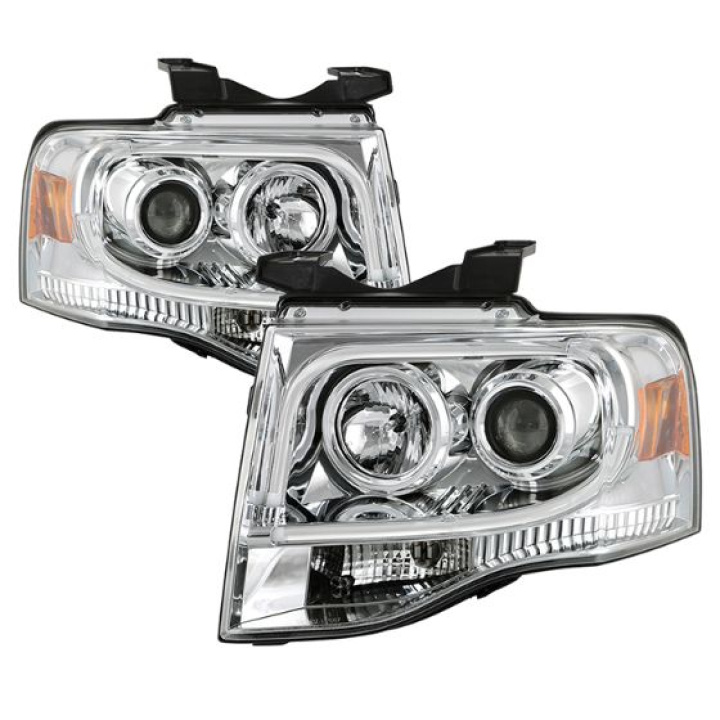 Ford Expedition 07-13 Projector Headlights - Light Tube DRL - Chrome - High H1 (Included) - Low H1 (Not Included) Spyder Auto in the group Select car model / Ford / Other models & Engines at DDESIGN Scandinavia AB (PRO-YD-FE07-LTDRL-C)
