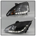 Ford Focus 00-04 Projector Headlights - ( Do Not Fit SVT Model ) - DRL - Black Spyder Auto