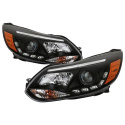 Ford Focus 12-14 Projector Headlights DRL - Black Spyder Auto