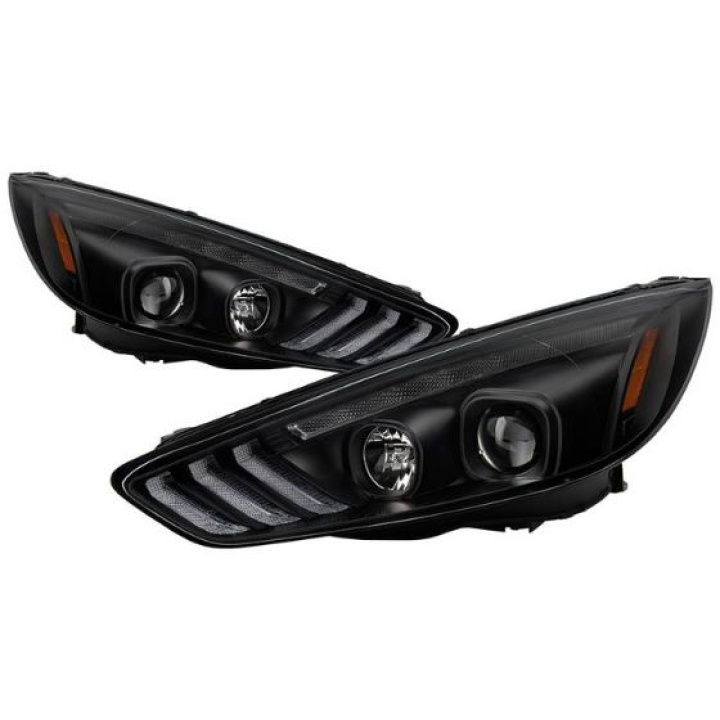 Ford Focus 15-18 Headlights Sequential Turn Signals - Svart Spyder Auto in the group Select car model / Ford / Focus Standard MK3 11-19 / Styling / Lights at DDESIGN Scandinavia AB (PRO-YD-FF15-LBSEQ-BK)