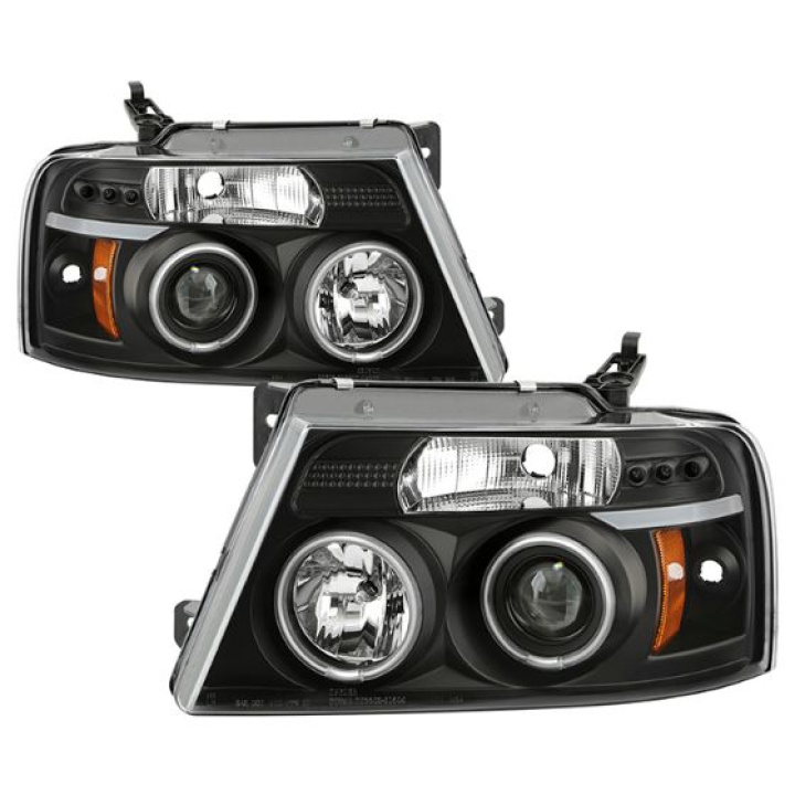 Ford F150 04-08 Projector Headlights - Version 2 - CCFL Halo - LED ( Replaceable LEDs ) - Black - High H1 (Included) - Low 9006 (Included) Spyder Auto in the group Select car model / Ford / F-150 04-08 / Styling at DDESIGN Scandinavia AB (PRO-YD-FF15004-CCFL-G2-BK)