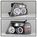 Ford F150 04-08 Projector Headlights - Version 2 - CCFL Halo - LED ( Replaceable LEDs ) - Black - High H1 (Included) - Low 9006 (Included) Spyder Auto