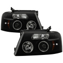 Ford F150 04-08 Projector Headlights - Version 2 - CCFL Halo - LED ( Replaceable LEDs ) - Black Smoke - High H1 (Included) - Low 9006 (Included) Spyder Auto